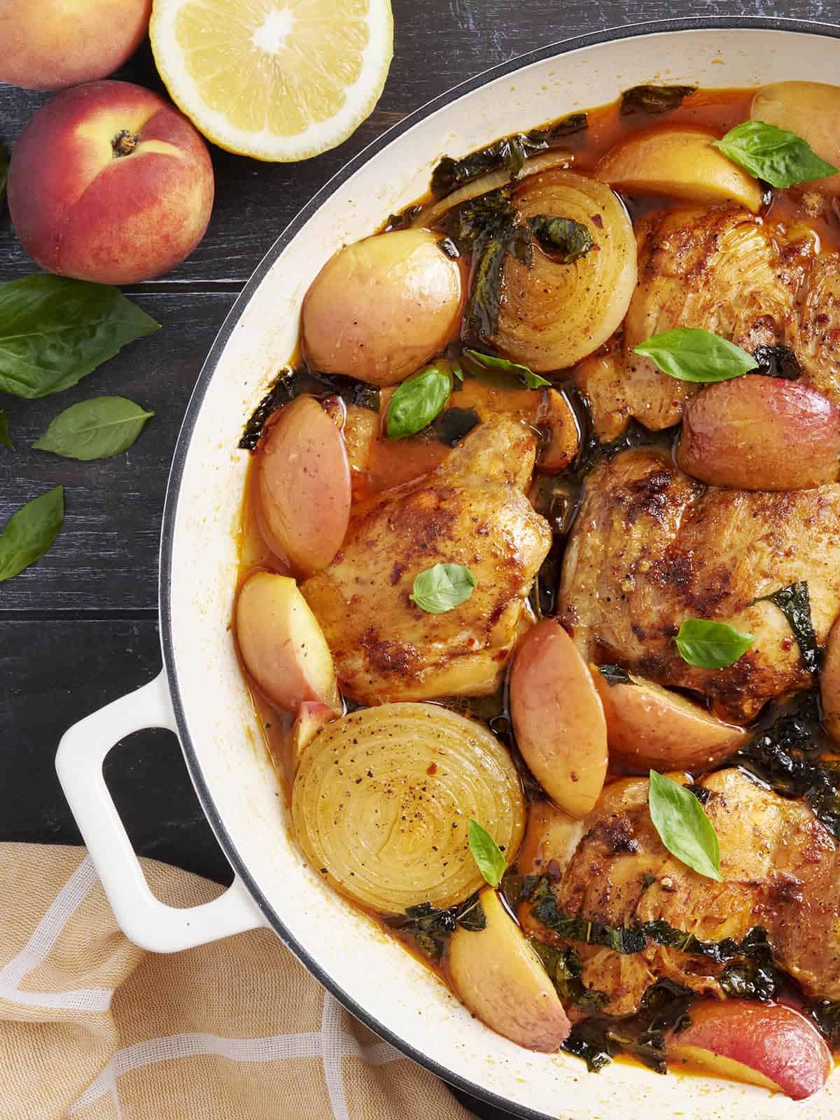 Braised Chicken and Peaches